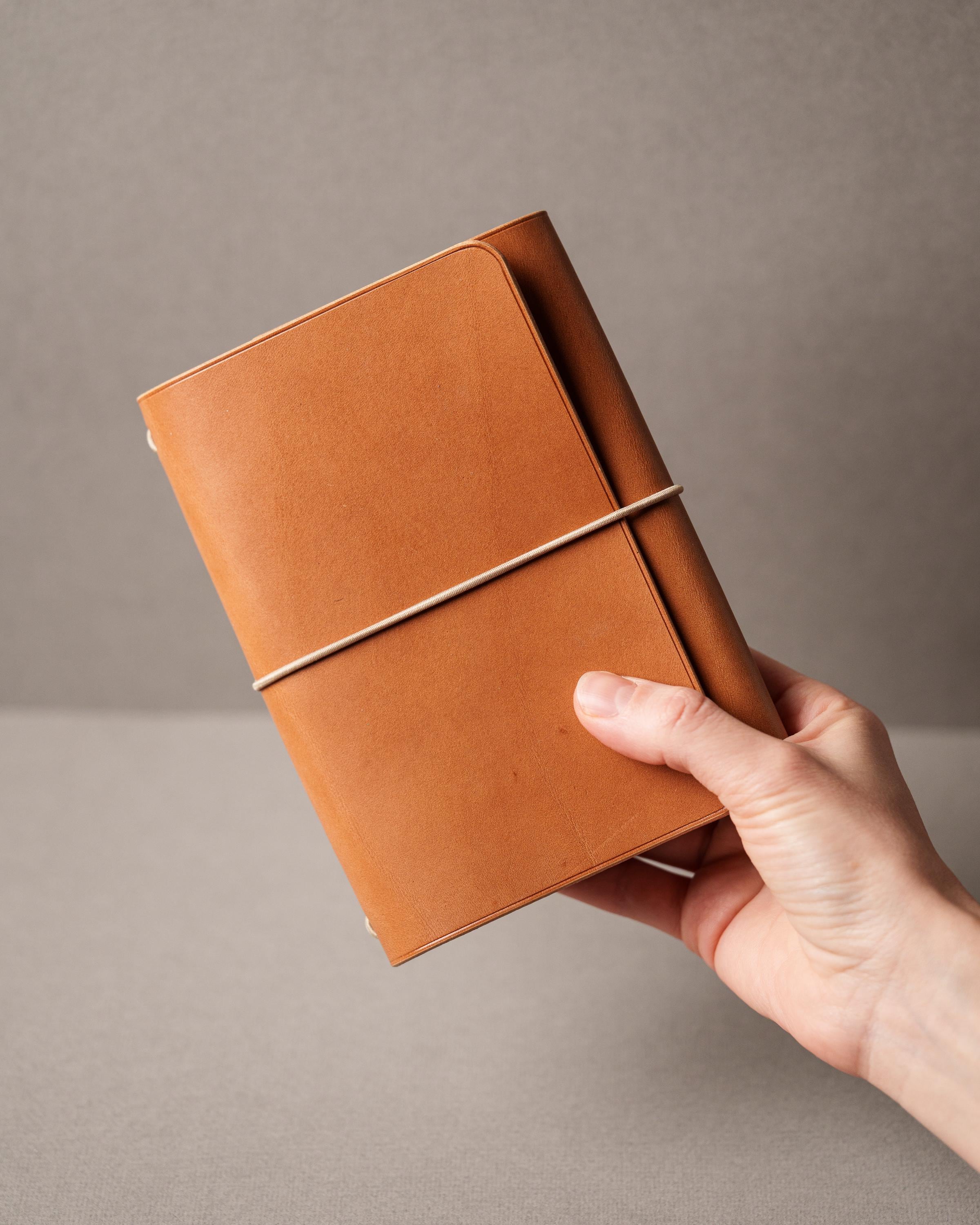 Camel Tan Buttero A6 trifold cover, ready to ship