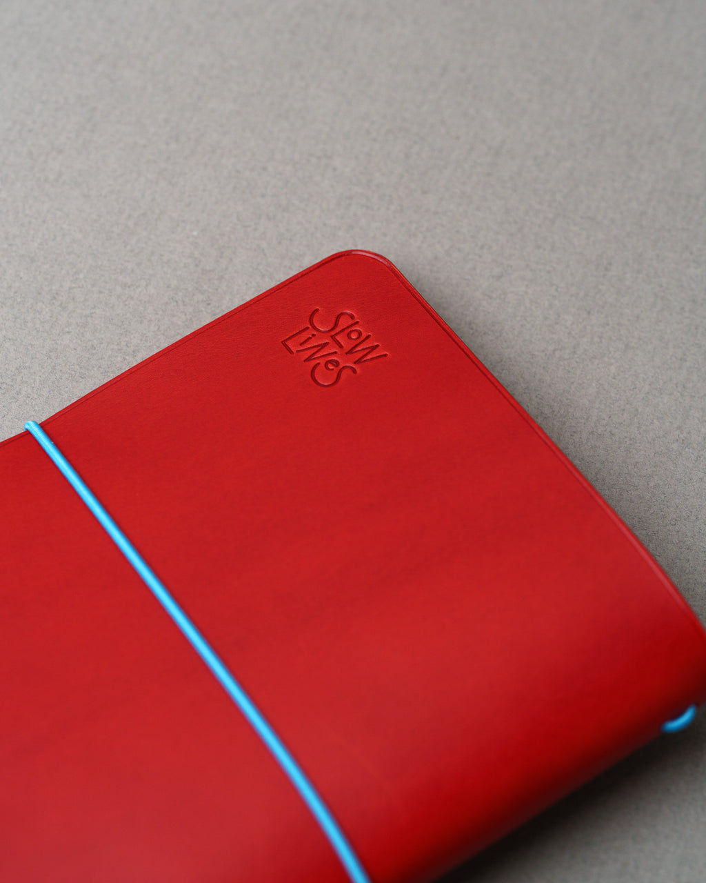 Red Buttero Leather Cover, Italian vegetable-tanned leather, studio photograph