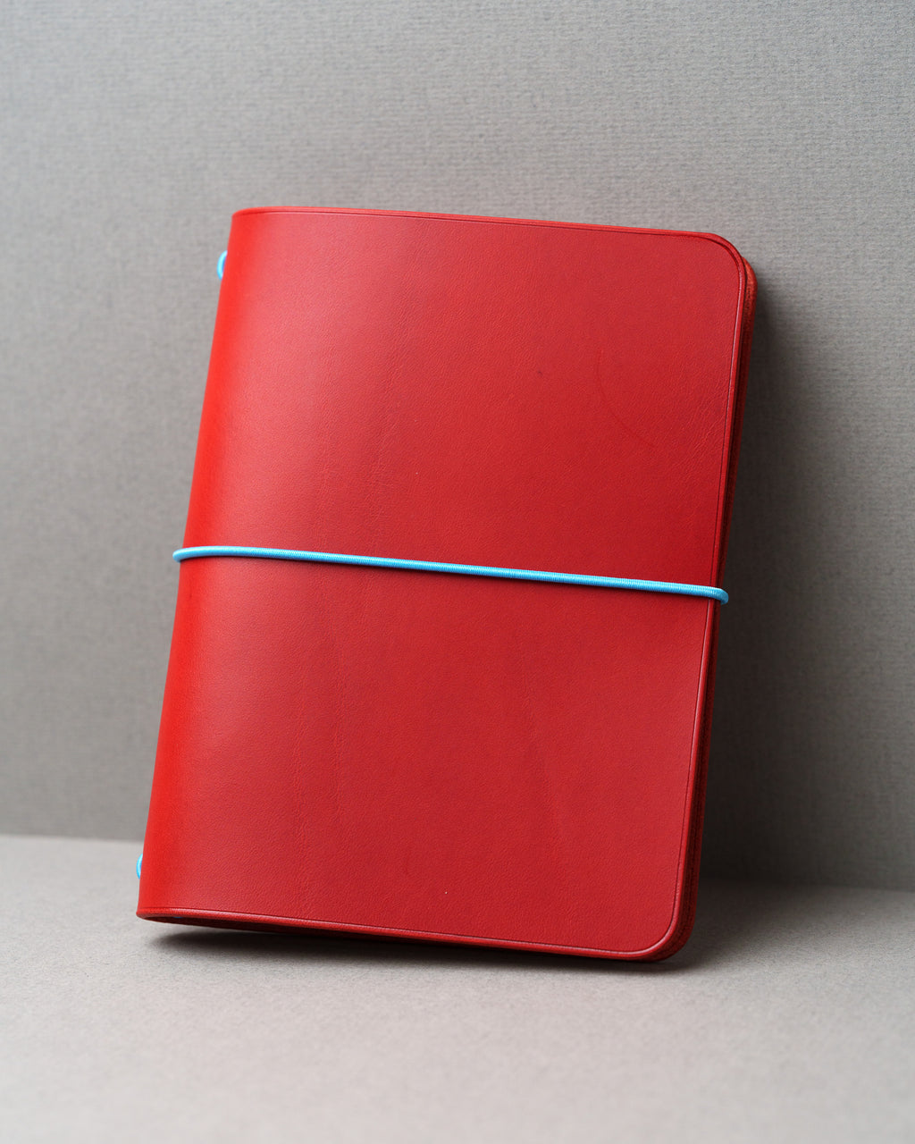 Red Buttero Leather Cover, Italian vegetable-tanned leather, studio photograph