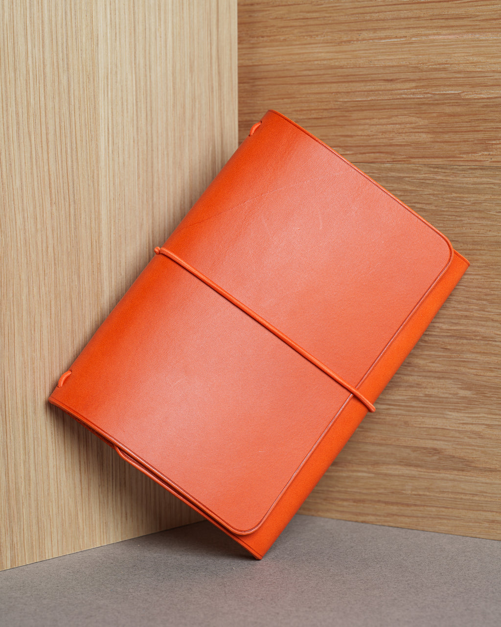 Orange Buttero Leather Trifold Cover