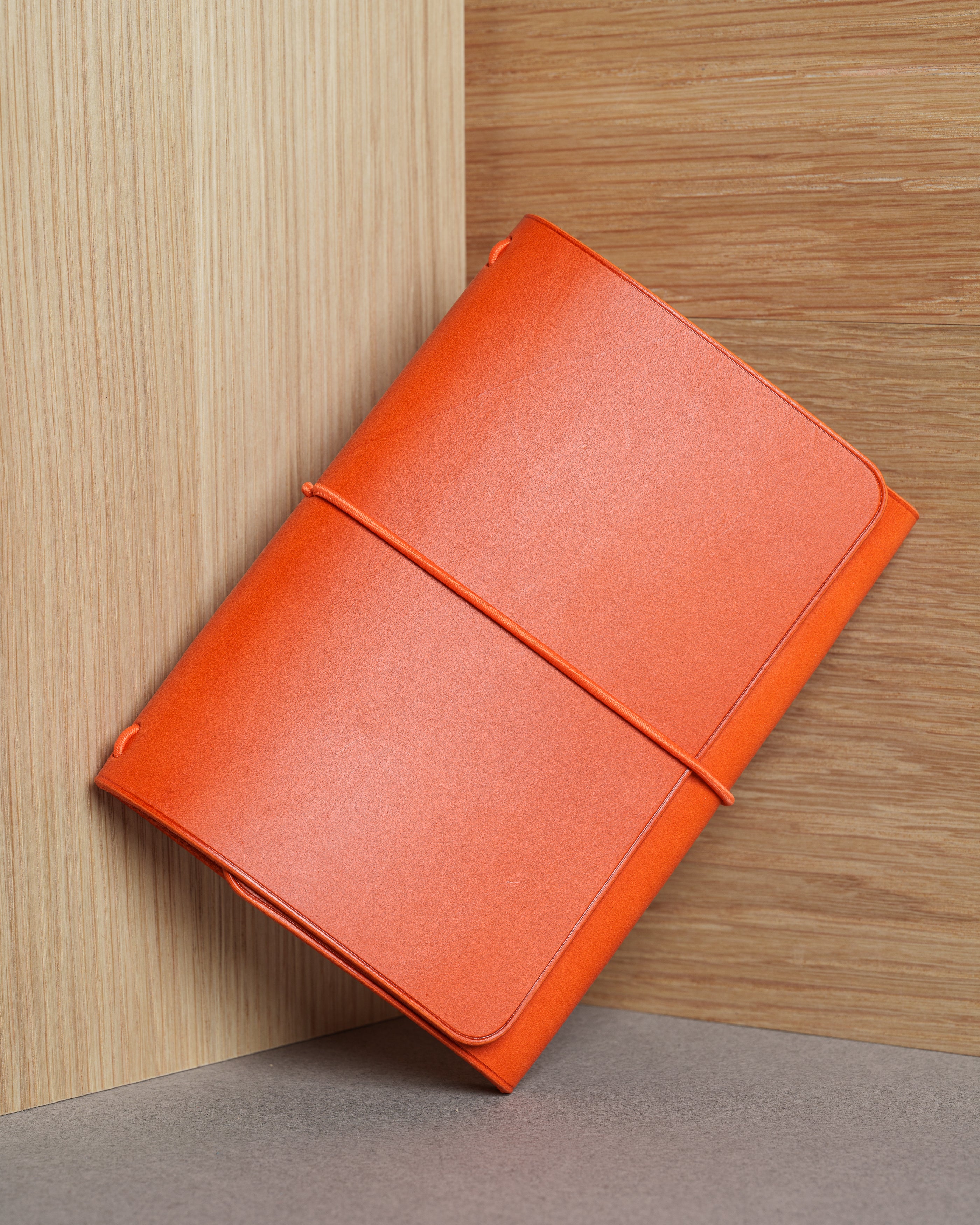 Orange Buttero Leather Trifold Cover