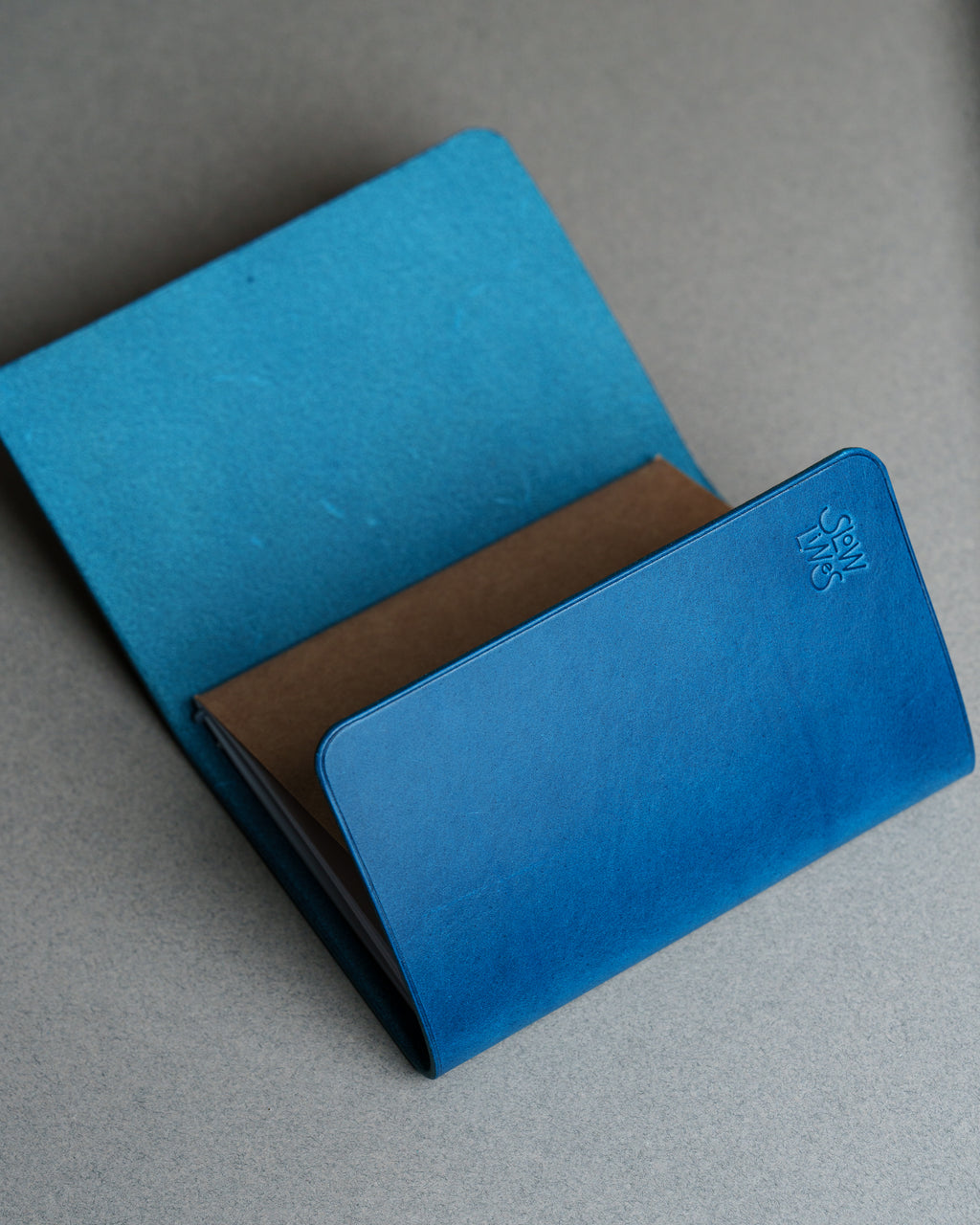 Navy Blue Buttero Leather Trifold Cover