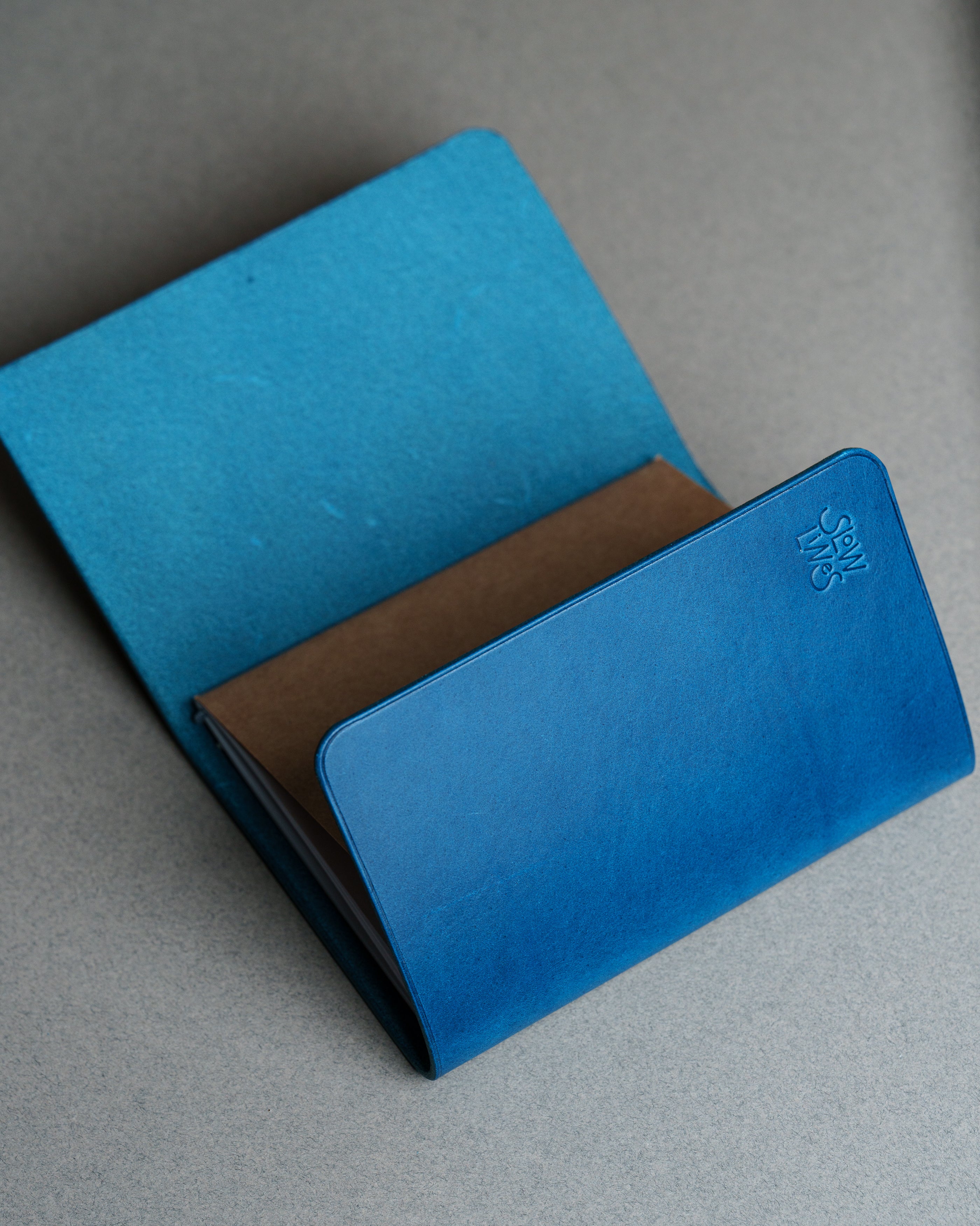Navy Blue Buttero Leather Trifold Cover