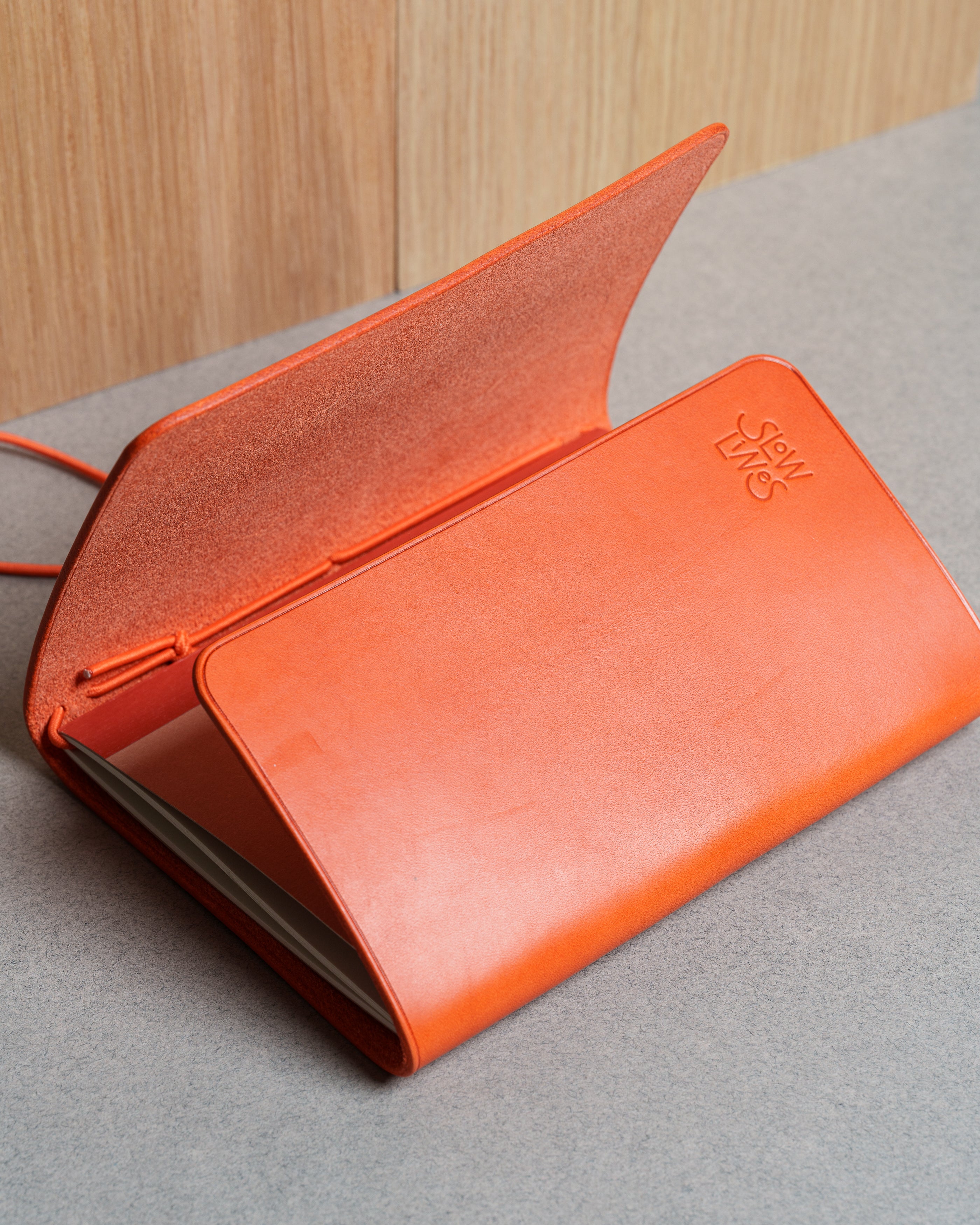 Orange Buttero Leather Trifold Cover