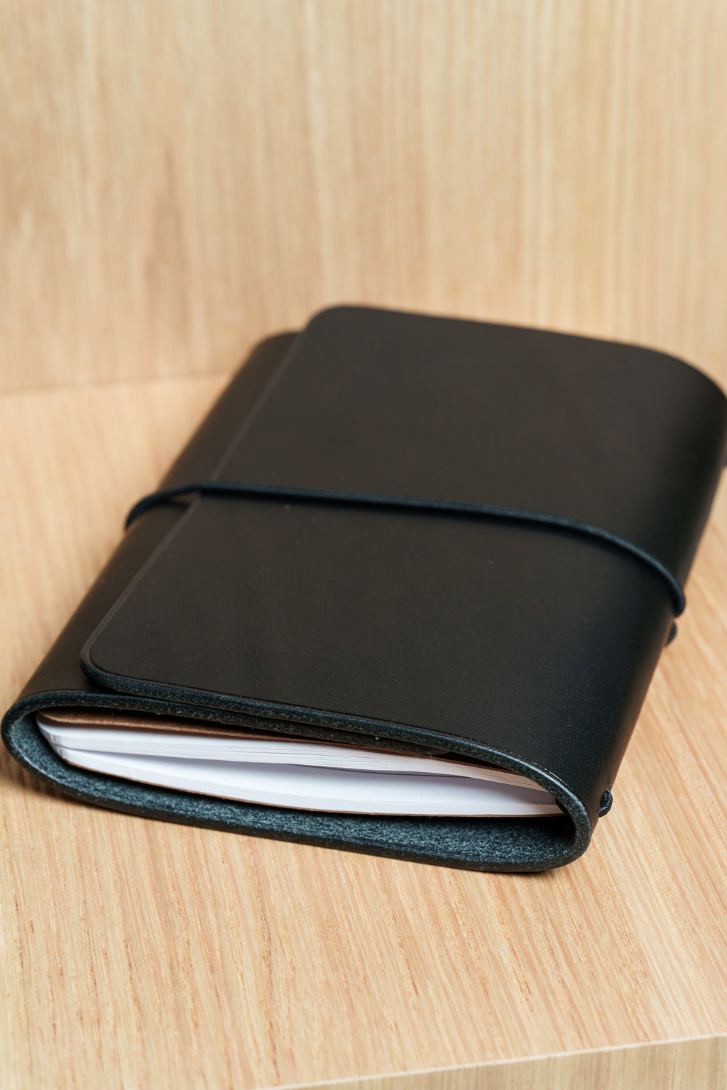 Black Buttero Leather Trifold Cover