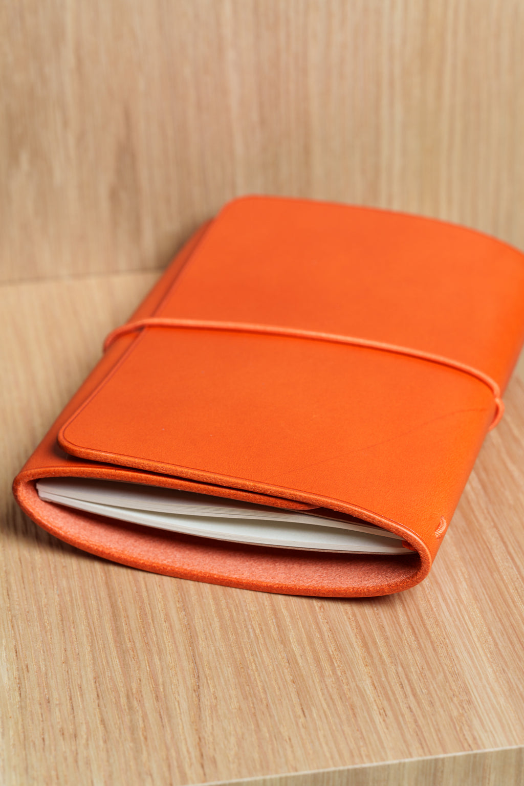 Orange Buttero Leather Trifold Cover