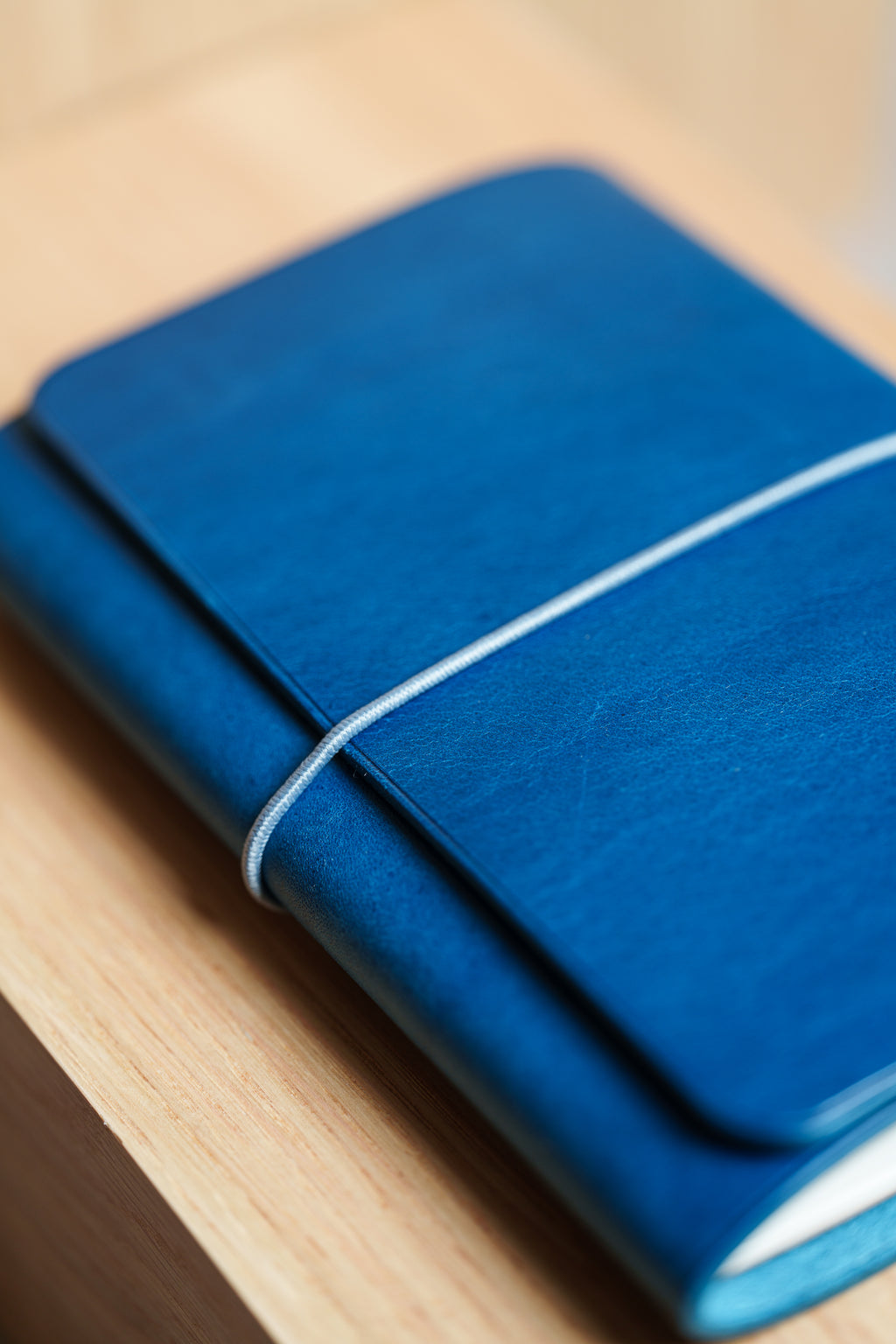 Navy Blue Buttero Leather Trifold Cover