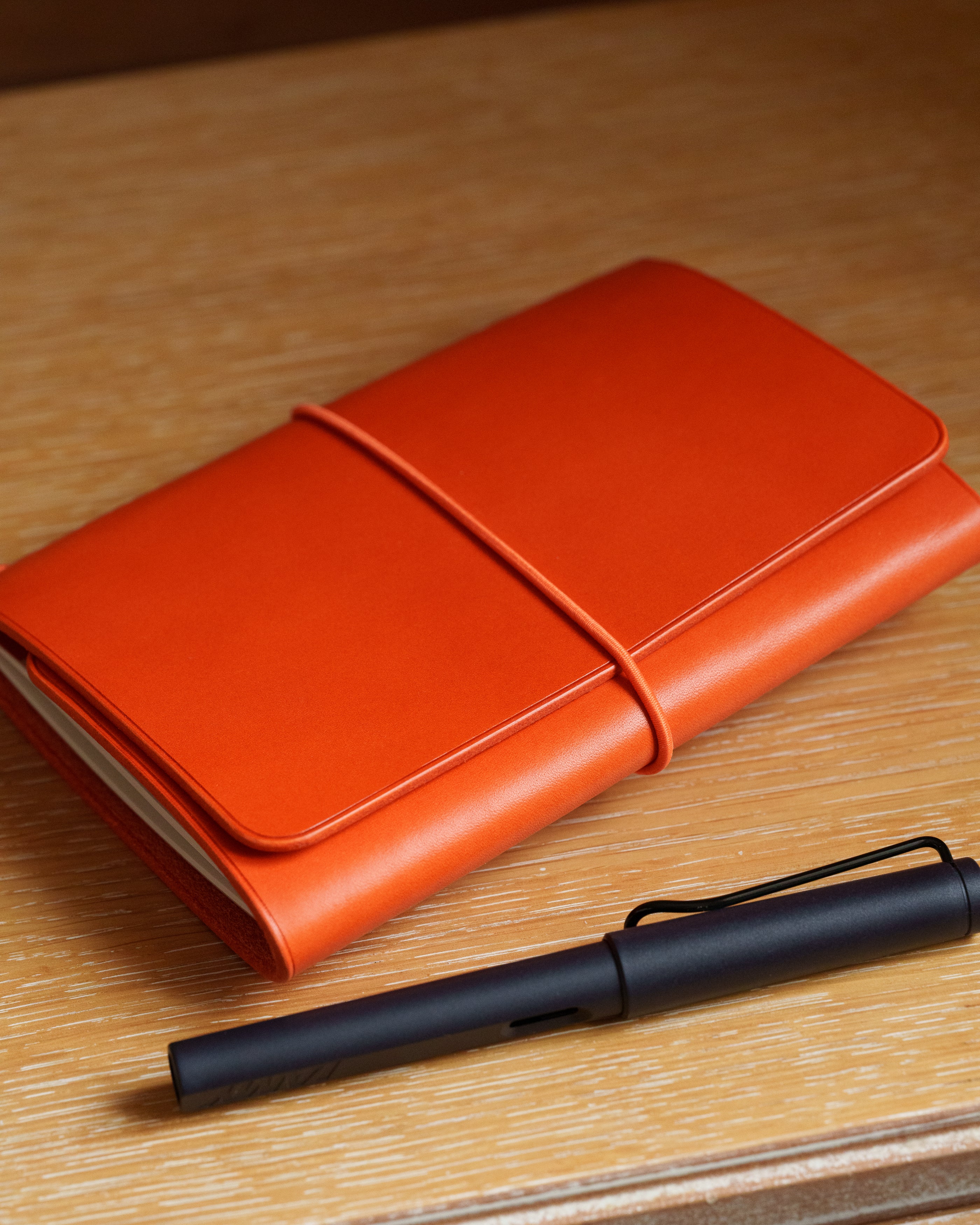 Orange Buttero Leather Trifold Cover
