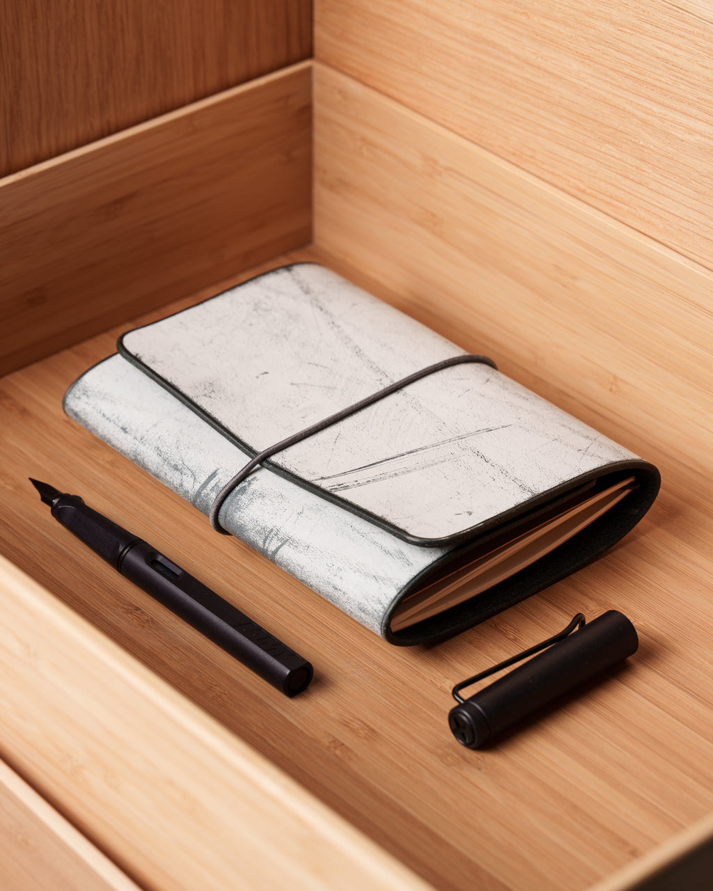 Black Ghost Wax Leather Trifold Cover