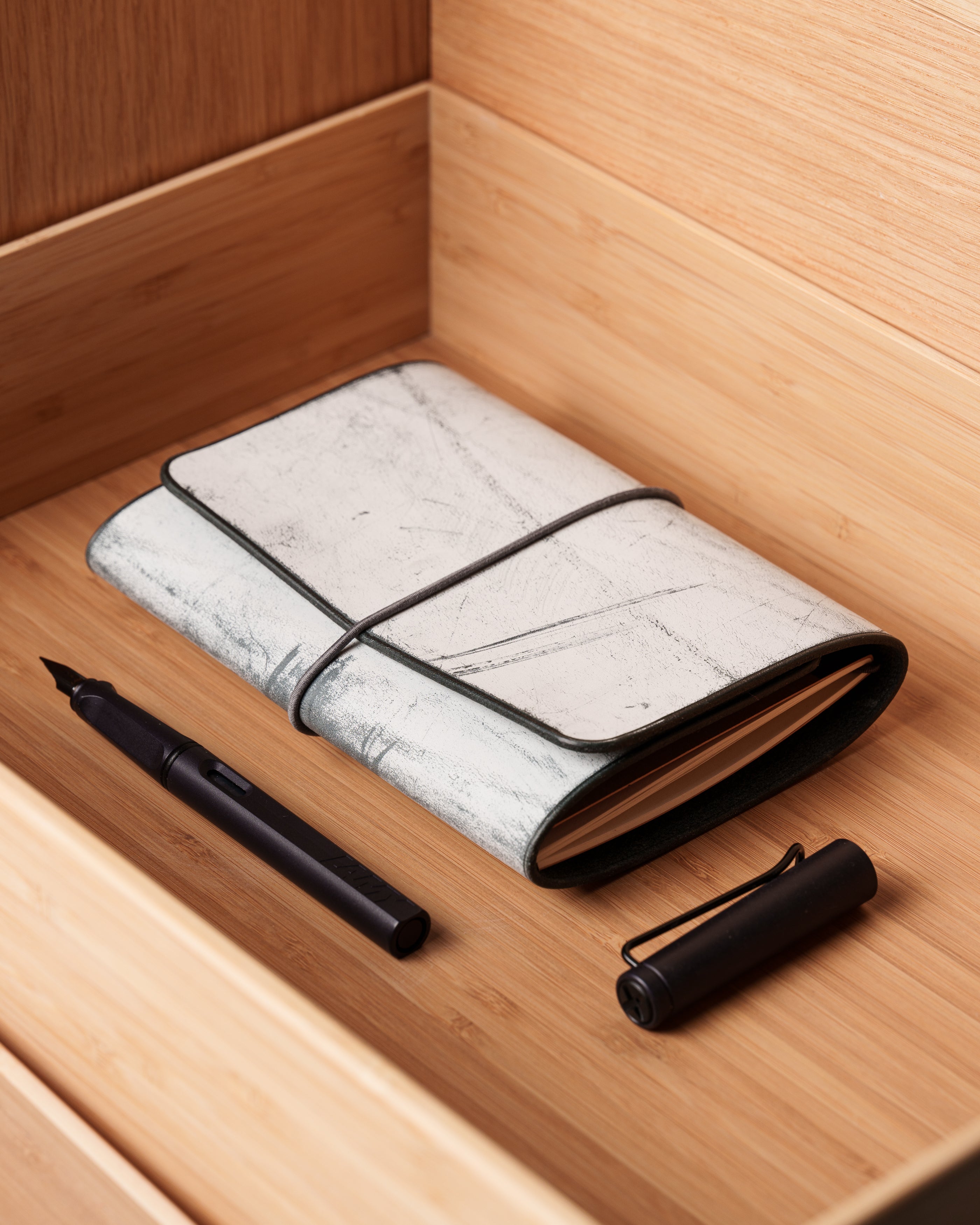 Black Ghost Wax Leather Trifold Cover