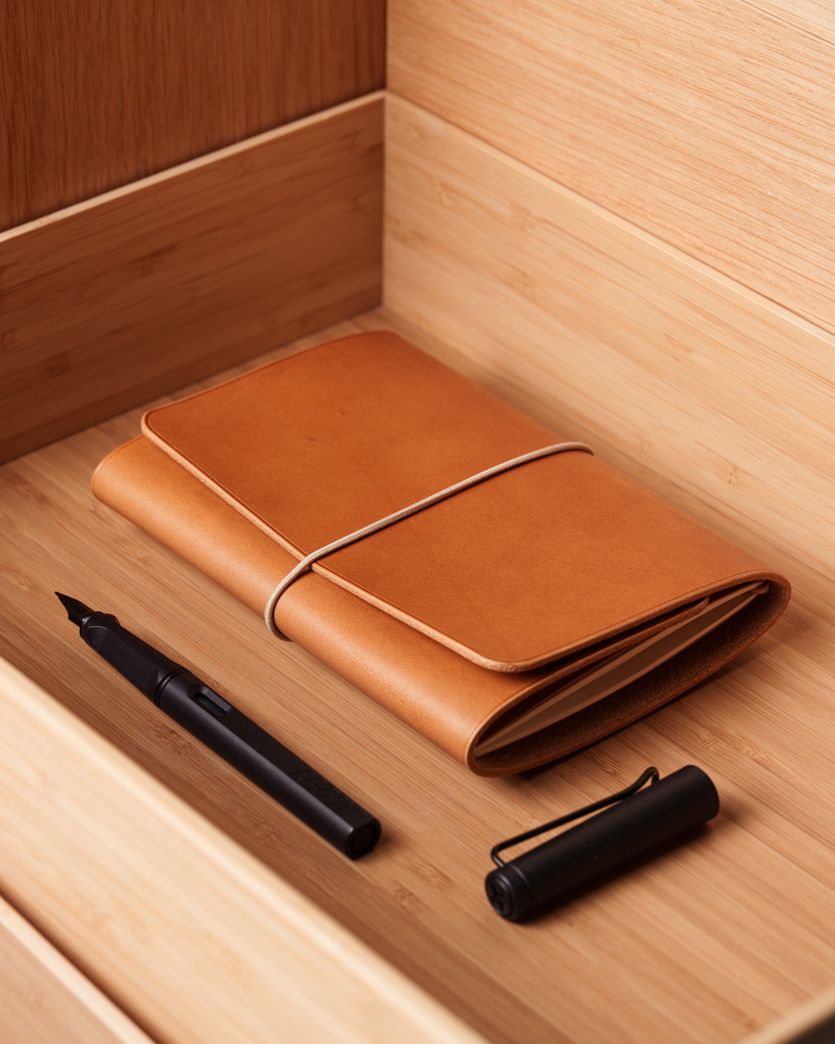Camel Tan Buttero Leather Trifold Cover