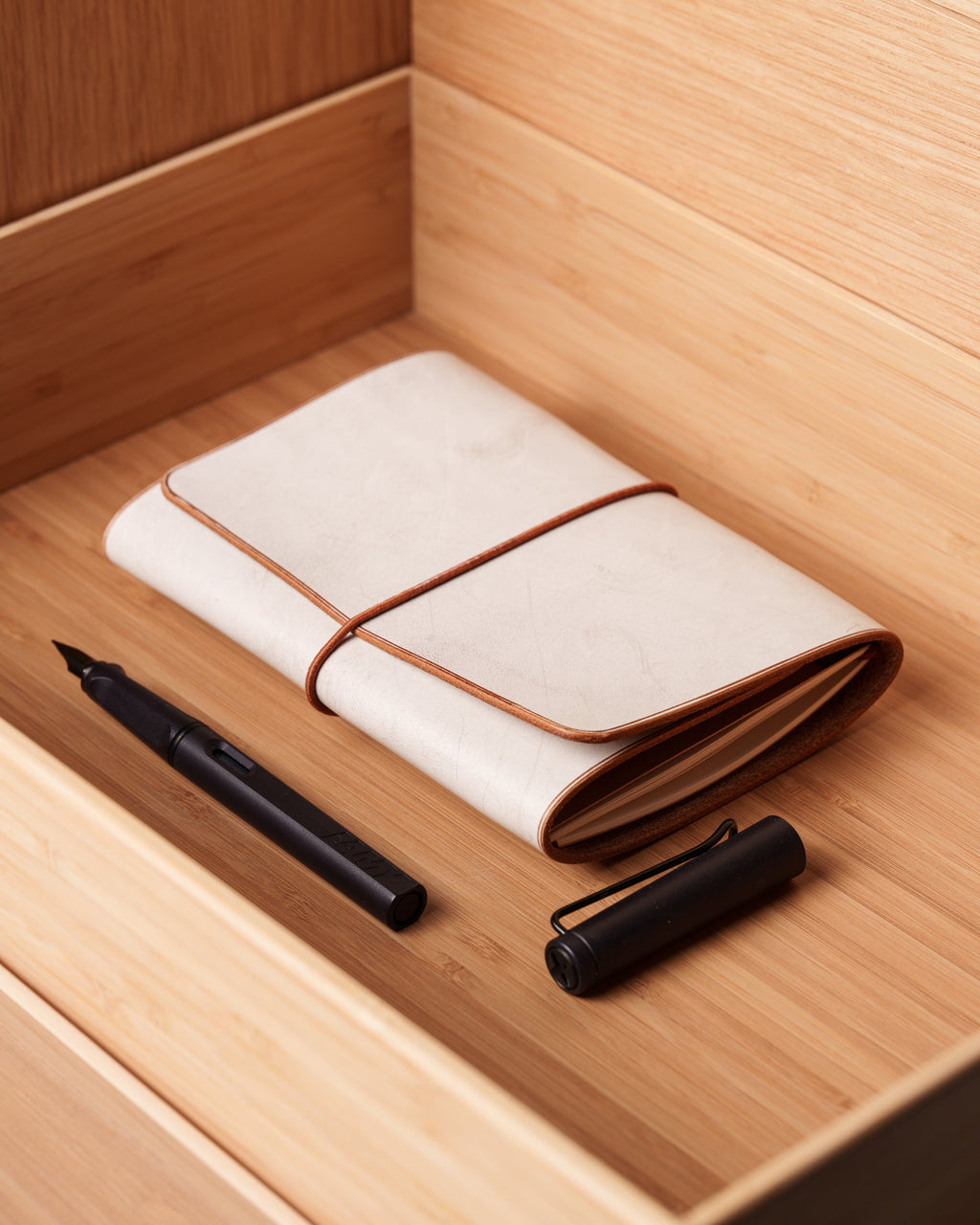 Light Brown Ghost Wax A6 trifold cover, ready to ship