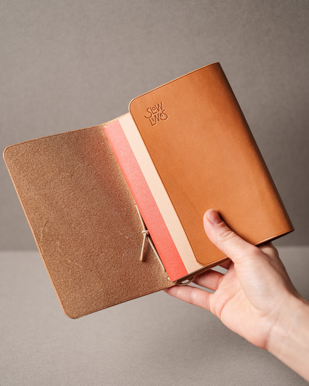 Camel Tan Buttero A6 trifold cover, ready to ship