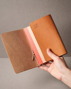 Camel Tan Buttero A6 trifold cover, ready to ship
