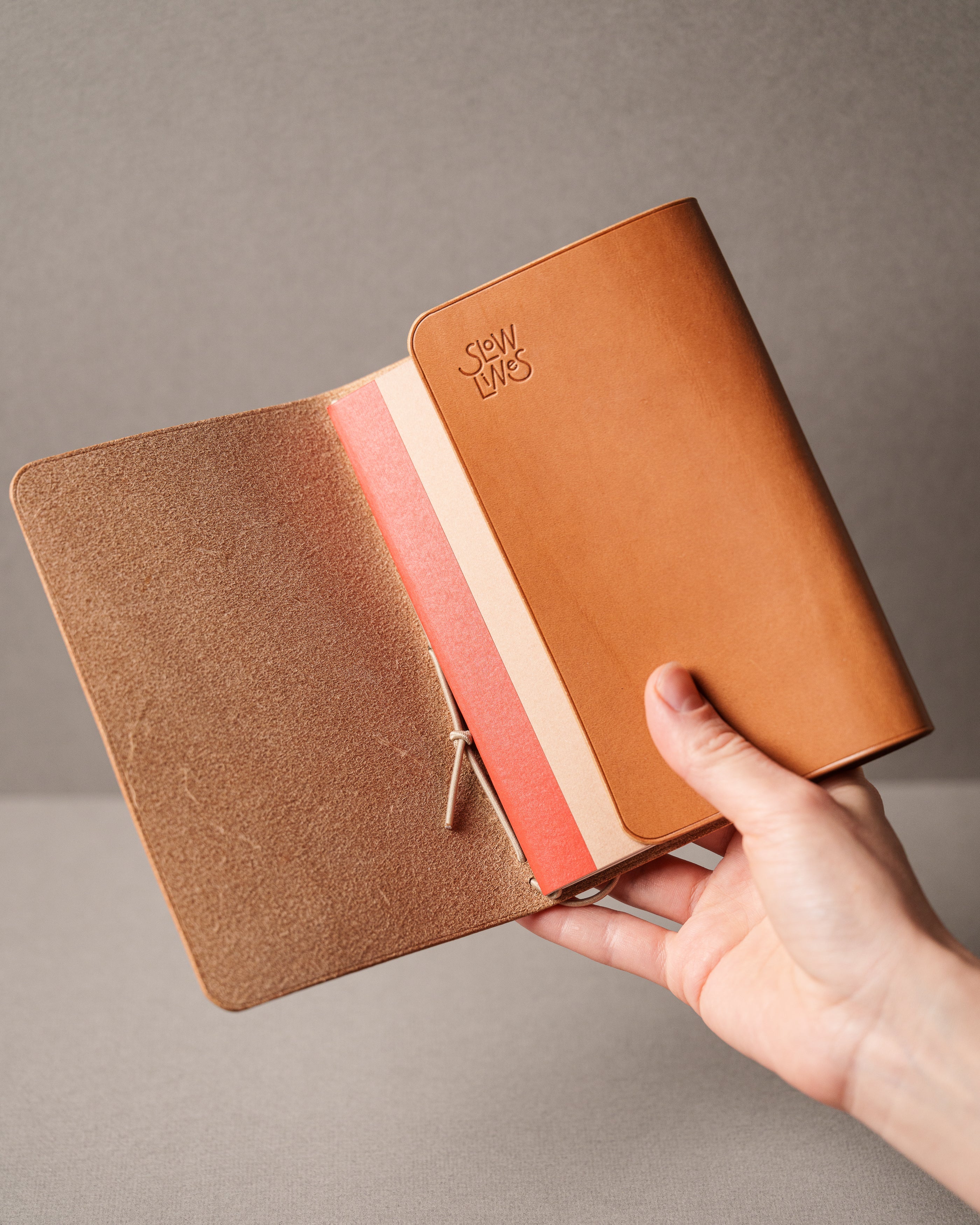 Camel Tan Buttero A6 trifold cover, ready to ship