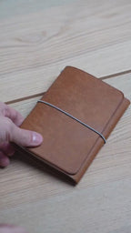 Brown Pueblo A6 trifold cover, the finished piece in the workshop