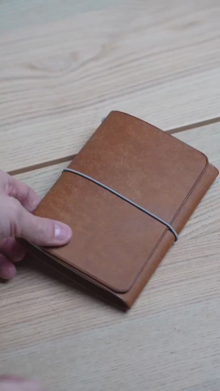 Brown Pueblo A6 trifold cover, the finished piece in the workshop